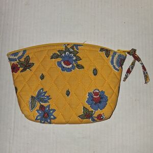 Vera Bradley French Yellow Floral Makeup Cosmetic Bag Zip Pouch USA VTG 1999